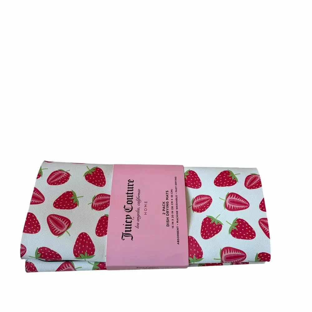 Juicy Couture Strawberry Dish Drying Mats 15x20 Set of 2 NEW